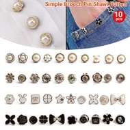 [10件裝 白色] 防走光扣 免縫襯衫鈕扣 裝飾胸針扣 領口固定可拆卸調節暗扣 [平行進口] [6件販量裝]