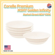 Corelle Premium MSNY Golden Infinity Large Noodle Bowl 4p Set/Market Street NEW YORK/Corelle USA /Salad Bowl/Ramen Bowl/ramen bowl ceramic/Vitrelle/Vintage Dinnerware/Vintage Corelle