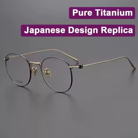 Japanese Design Replica Luxury Round Pure Titanium Glasses Gold-sensitive Thin-frame Men Women Ultra