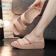 selipar perempuan slipper Selipar baji wanita musim panas tebal bersol tinggi kasut hujan kalis air 