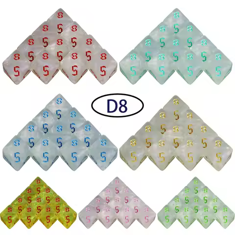 D8 Dice Party Games Dice Set Starlight Effect Colourful Numerals Fantasy Retro Number Style For D&D 