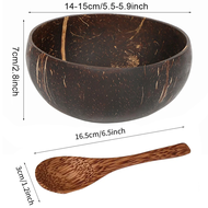 Onetwone Natural Coconut Bowl and Spoon Set Cutlery Coconut Set for Smoothie Bowls Acai Bowl Buddha