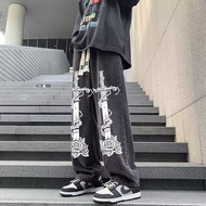 American retro high street jeans for men, student美式复古高街牛仔裤男款学生潮牌宽松直筒休闲大码潮流百搭裤子ck1014