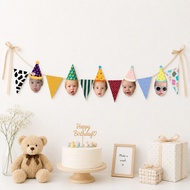 Custom Birthday Flag Bunting 6 photos and 6 Flags