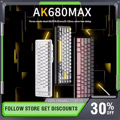AJAZZ AK680MAX Magnetic Axis Wireless Keyboard Three Mode Bluetooth RGB 8k Low Delay Side Engraved E