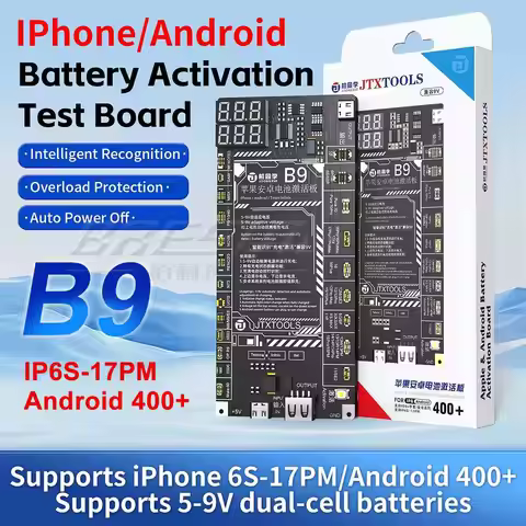 JTX B9 Battery Activation Board for iPhone 6S-17PM/Android 400+ Supports 5-9V Dual-cell Batteries Ch