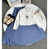 W & K - ZFS WOMEN CASUAL SET LYLIA / ONE SET PREMIUM SKIRT MOTIF CARDIGAN / CASUAL OUTFIT SET KEKANI