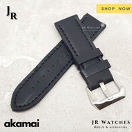 HITAM Leather Strap Original AKAMAI A42 Men's Women's Black Leather Watch Strap