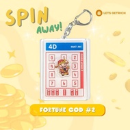 4D Rotating Keychain 3D God of Wealth Lucky Number New Year Gift