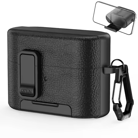 Secure Lock Case For SONY WF-1000XM6 Leather Texture Shockproof Protective Cover With Carabiner Anti