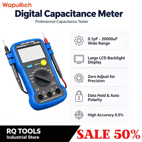 HoldPeak Digital Capacitance Meter 0.1pF To 20000uF Zero Adjust Fuse Protection Clearance For PCB Ca