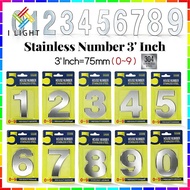 0-9 Stainless Number Adress/House/Number plate/Door 3Inch Number