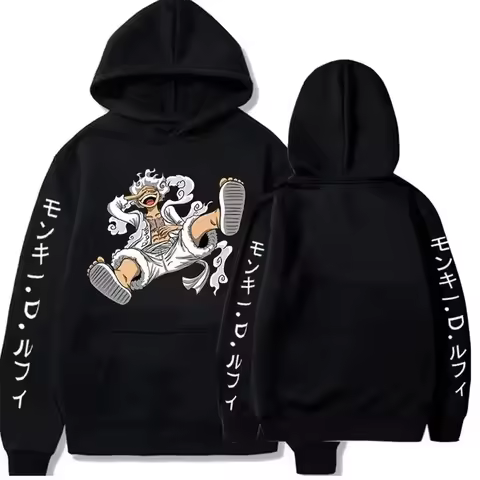 2026 New Year Hot Selling Men's Anime Hoodie ONE PIECE Gear Fifth Fear Luffy Sun Gold Hoodie Street 
