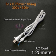 1.5mt / / 1.25mt / 1.1mt Heavy Duty AC Cord Royal Cable Type Standard US And Philippine Plug 2 Prongs 2c x 0.75mm 300v / 500v