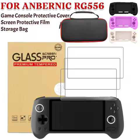 Handheld Game Console Storage Bag Shockproof Protective Glass Film Silicone Durable Cover for Anbern
