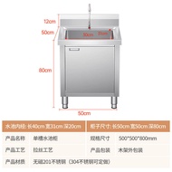 304 Stainless Steel Sink Cabinet Type Pool Open Door Washing Basin Pool Cabinet Commercial Canteen Single and Double Pool Integrated Counter Basin