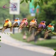 [deevoka] 6x Artificial Feather Bird Statue Simulation Garden Figurine for Yard Shelf