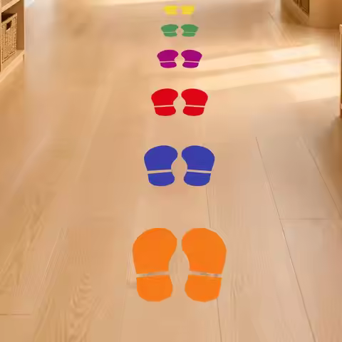 Non-slip Classroom Floor Guides 4 Sheets 8 Pairs Kids Shoes Decals Colorful Footprint Floor Stickers