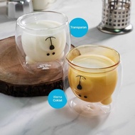 LCMNCLL Aesthetic Double Wall Bear Glass 250ml - CIQ38