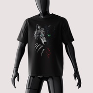 24-hour delivery 100% Design 3D Two-Sided Wolf with Different Colored Eyes Premium Distro T-Shirt - 