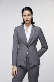G2000 - 女士 時尚修身剪裁單鈕格紋西裝外套 (灰色)
