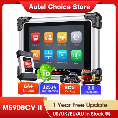 Autel MAXISYS MS908CV II Truck Scanner ECU Coding J2534 Programmer 64 Service Bluetooth Diagnostic S