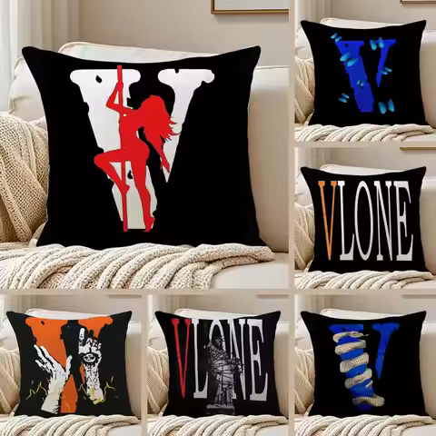 Vlone Soft Plush Pillowcase Double-Sided Printed Cushion Cover Hidden Zipper Home Decor