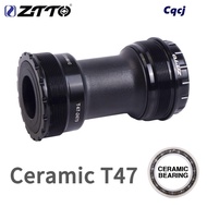 CQCJ T47 Bottom Bracket, 24mm Crankset 28.99mm Spline Axis Threaded Bottom Bracket, Durable 68mm 73m