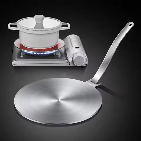 1pc Heat Conduction Plate, Detachable Handle Heat Diffuser Plate for Gas Stove, Stainless Steel Indu