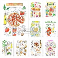 Italian Food Recipe Posters Colorful Italy Cuisine Prints Canvas Painting Wall Art Home European Kit