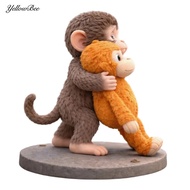 Decorative Monkey Statue Room Decor Monkey 3d Printed Cute Small Monkey Figurine Holding Plush Toy –