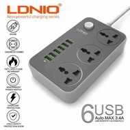 LDNIO 3AC Power Socket (3.4A) + 6 USB Fast Charger Extension - Ready Stock