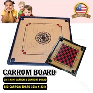 Wooden Carrom Board 2in1 Mini Draught Dam Haji Big Carrom Board Games/Papan Permainan Carrom