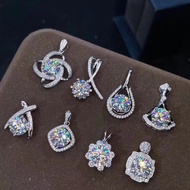 2 Carat Imitation Moissanite Necklace Women Plating pt950 White Gold Clavicle Chain Hearts Arrows Zi