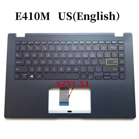 100%New US English For ASUS E410 E410M E410MA laptop keyboard Palmrest Assembly TOP cover C case 90N