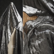 Silver/Golden Water Ripple Pleated Crepe Gauze Texture Reflective Gauze Stage Style Dress Costume Fa