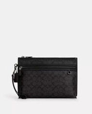 Coach Carryall Pouch in Signature Canvas Clutch CY985 Black