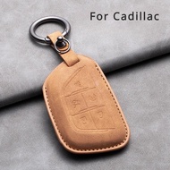 Leather Car Key Case Cover for Cadillac ATS CT6 CTS DTS XT5 Escalade ESV SRX STS XTS Key Fob Bag Key