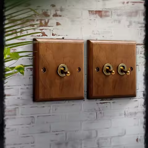 86 Type 1-4 Gang 1 Way 2 Way Black Walnut Panel Retro Toggle Switch Concealed Solid Wood Wall Light 