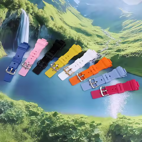 Compatible for Casio BABY-G Watch Band Replacement Women 14mm Glossy Resin Rubber Strap for BABY-G B