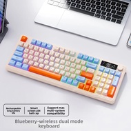 FreeWolf M96 Wireless Bluetooth Dual Mode Russian Keyboard PBT Caps Lock Display Russian Game Keyboa