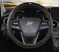 Hyundai Leather Car Steering Wheel Cover  Logo Accessories 38cm Fits All Hyundai Models for Elantra 