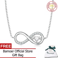 BAMOER Infinity Love Family Forever Short Chain Necklace For Women Clear CZ 925 Sterling Silver Fash