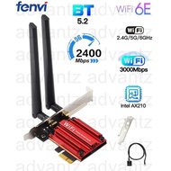 WiFi 6E Adapter Wireless Bluetooth 5.2 PCIE Intel 6 AX210 AX200 PCI-E