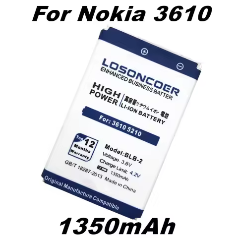 LOSONCOER 1350mAh BLB-2 BLB2 Battery For Nokia 3610 5210 Battery 6500 6510 7650 8210 8910 8910i 8250