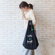 日本 Heming's 深藍色棉布 可摺疊 簡約環保 購物袋