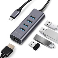 USB C Hub HDMI 4K, 5-in-1 USB C to USB Hub 4 Ports, USB Hub Multiport Adapter, USB C Splitter for La