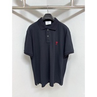 Ami Paris Heart Embroidery Polo Shirt Short Sleeve