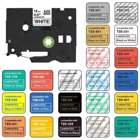 12/18/24mm Compatible for Brother P-touch Label Tape 12mm Laminated Label Tape 18mm for Label Maker 