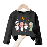 Unisex Eid children's t-shirts for girls and boys, Ramadan images, happy Eid al-Fitr, long sleeves, 